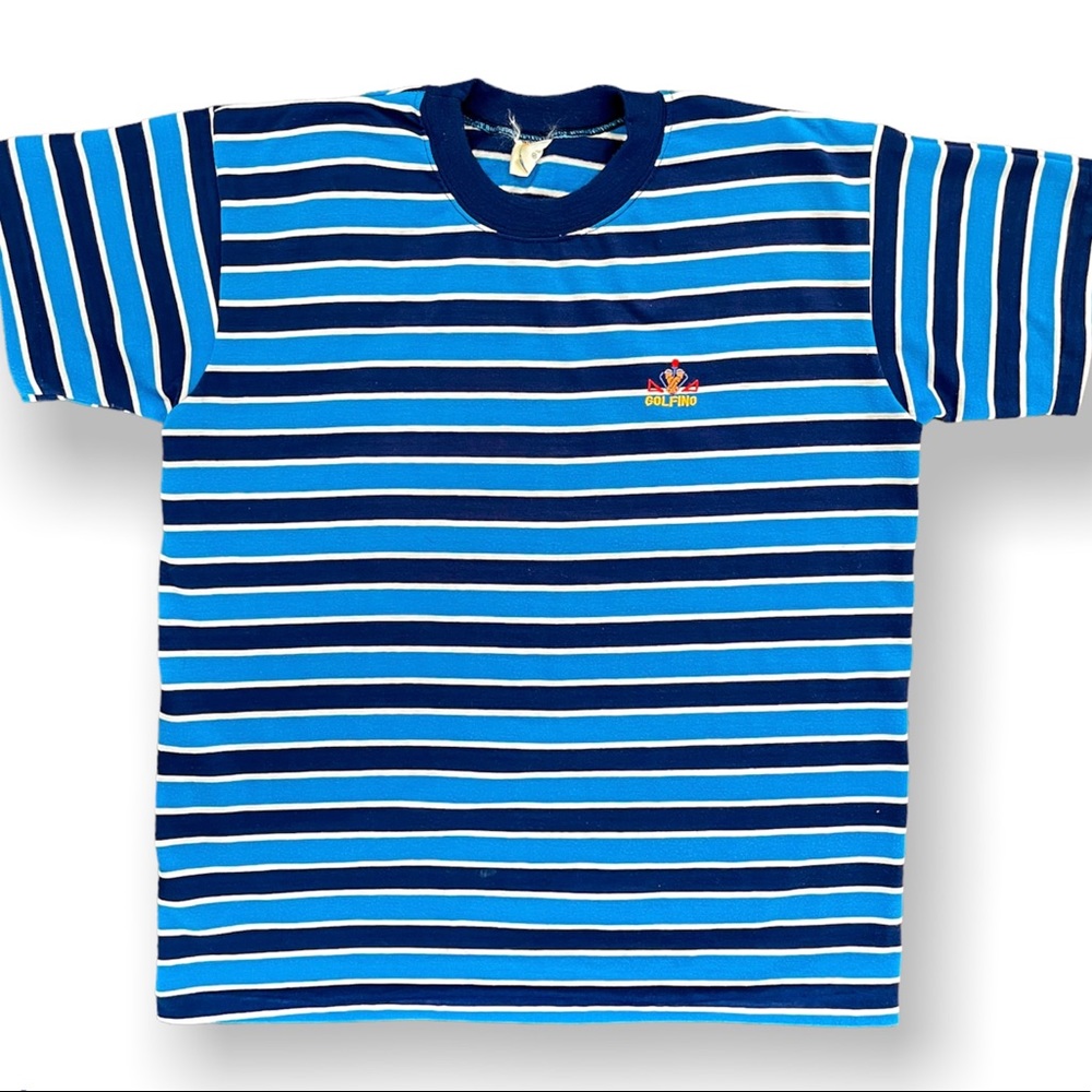 Medium Vintage 90s Single-Stitched Blue Stripped Golfino Shirt